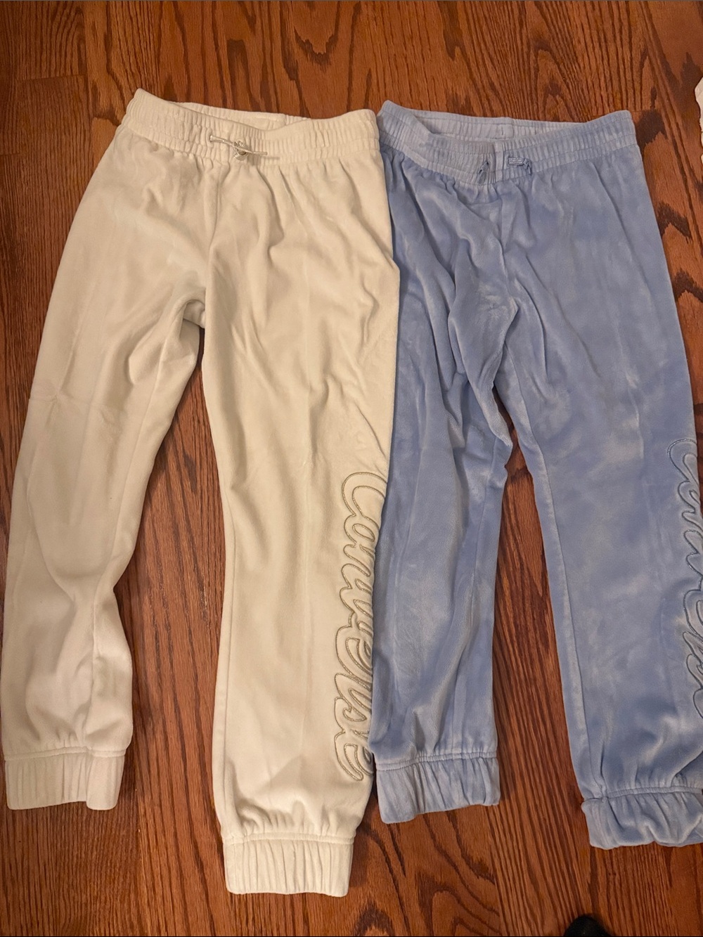 Converse Kids Velour Joggers - Cream & Light Blue